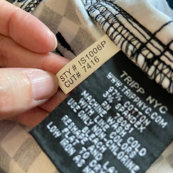 Tripp NYC Daang Goodman Size 1/25 Checkerboard Black & White T Back Skinny Pants - Picture 7 of 11